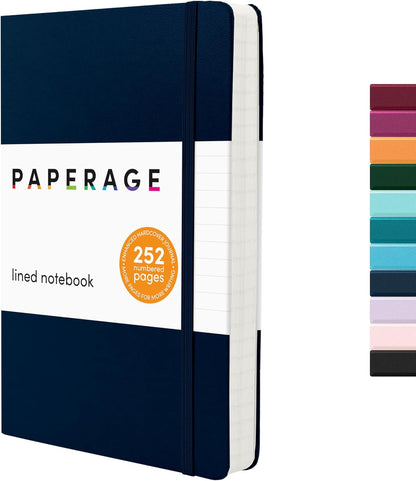 PAPERAGE Lined Journal Notebook, Hardcover Journal for Women & Men, 160 Pages, (5.6 in x 8 in), College Ruled Journaling Notebook for Work, School Supplies & Note Taking, (Black)