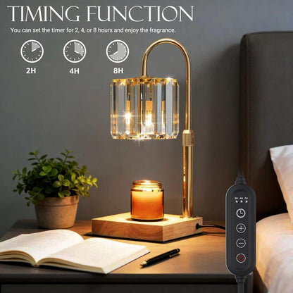 Yuichoy Candle Warmer Lamp with Timer, Dimmable Electric Candle Wamer Adjustable Height, Gifts for Women Mom, Glass Modern Candles Melter Lamp, Black