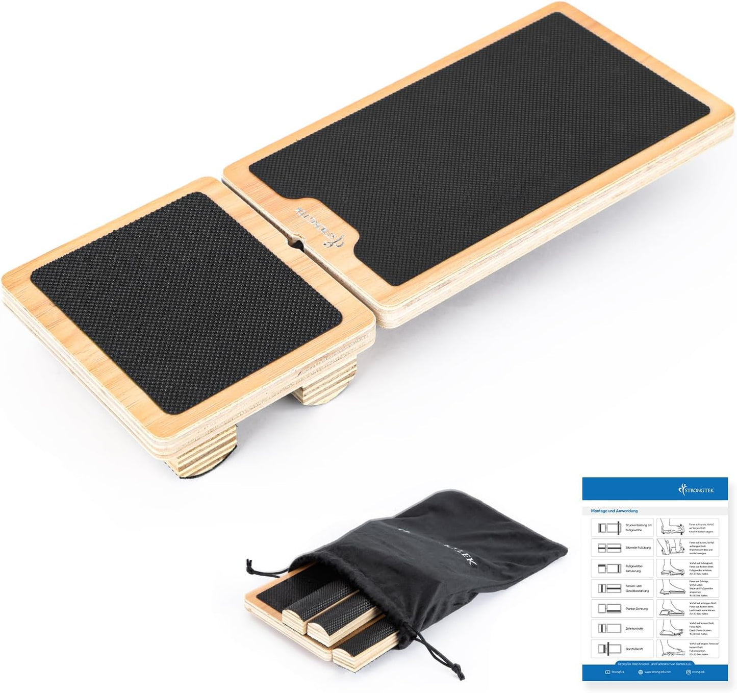 StrongTek Single-Leg Balance Board for Foot & Ankle Strengthening, Rehab & Stability Training, Non-Slip Wood Design for Sprained Ankles, Plantar Fasciitis & Physical Therapy Exercises