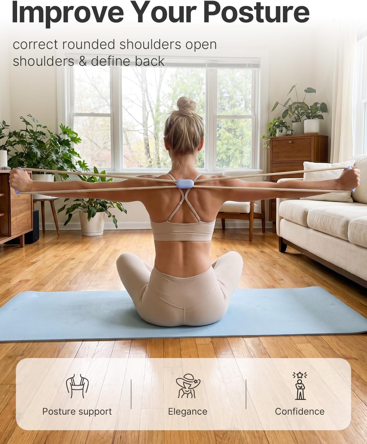 YOTTOY Cross Resistance Band for Full Body Workout,Elastic Exercise Bands for Legs,Arms,Glutes,Stretch Bands for Exercise,Yoga Straps for Stretching, Booty Bands for Home Gym
