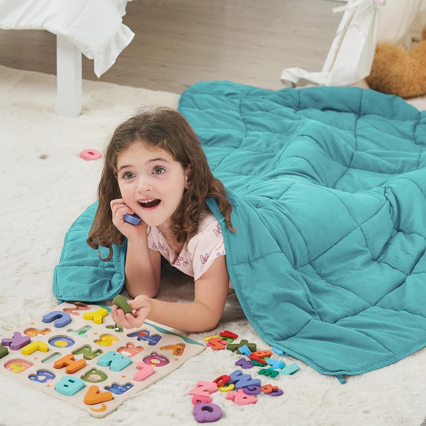 Weighted Lap Blanket for Adults 5lbs, 24"x29" Cooling Heavy Throw Blanket, Portable Travel Weighted Blankets, Soft Small Blankets Gift for Sleeping, Navy Blue