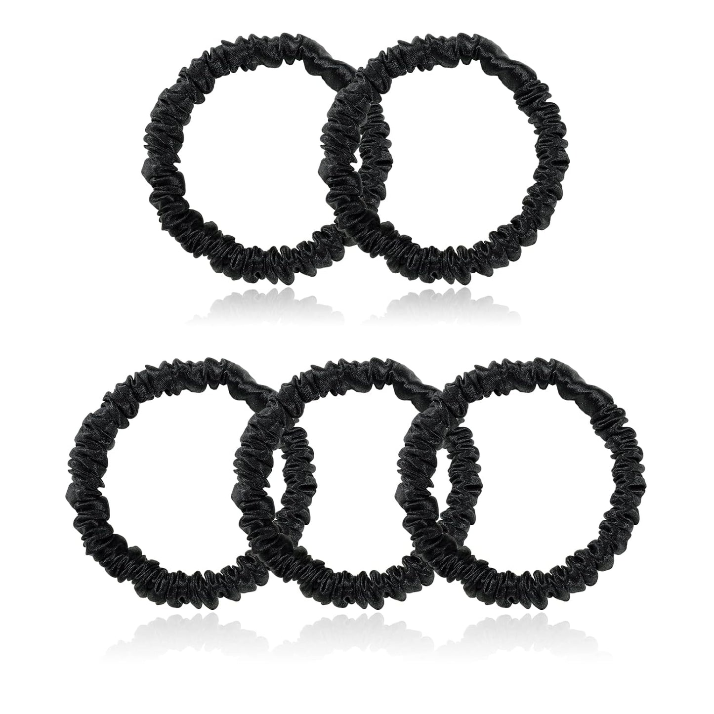 Silk Scrunchies for Hair 100% Mulberry Silk Hair Ties 3 Pack(Black, Navy Blue, Emerald)