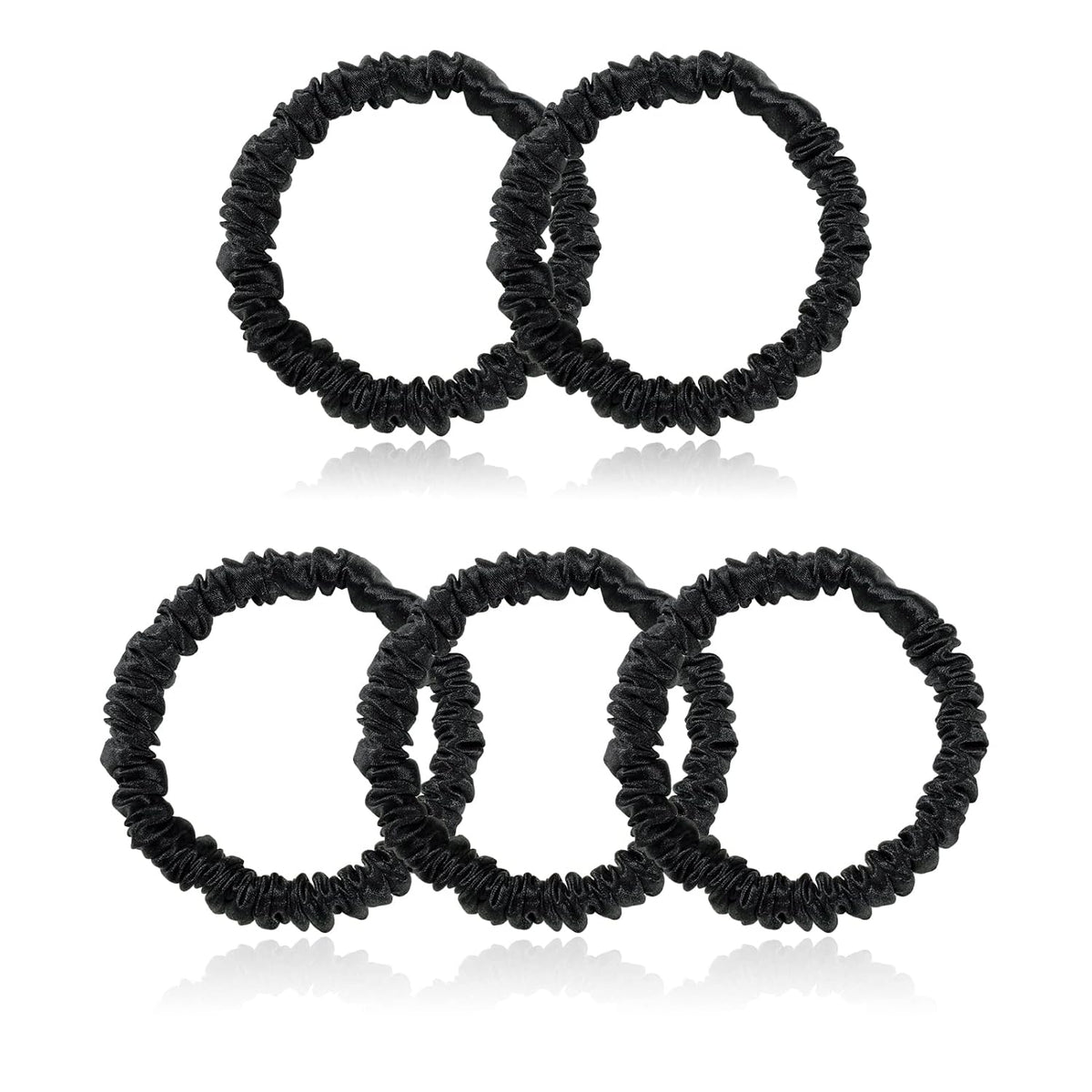 Silk Scrunchies for Hair 100% Mulberry Silk Hair Ties 3 Pack(Black, Navy Blue, Emerald)