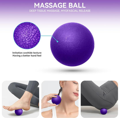 Krightlink 5 in 1 Foam Roller Set for Deep Tissue Muscle Massage, Trigger Point Fitness Exercise Foam Roller, Massage Roller, Massage Ball, Stretching Strap, for Whole Body (Orange Black)