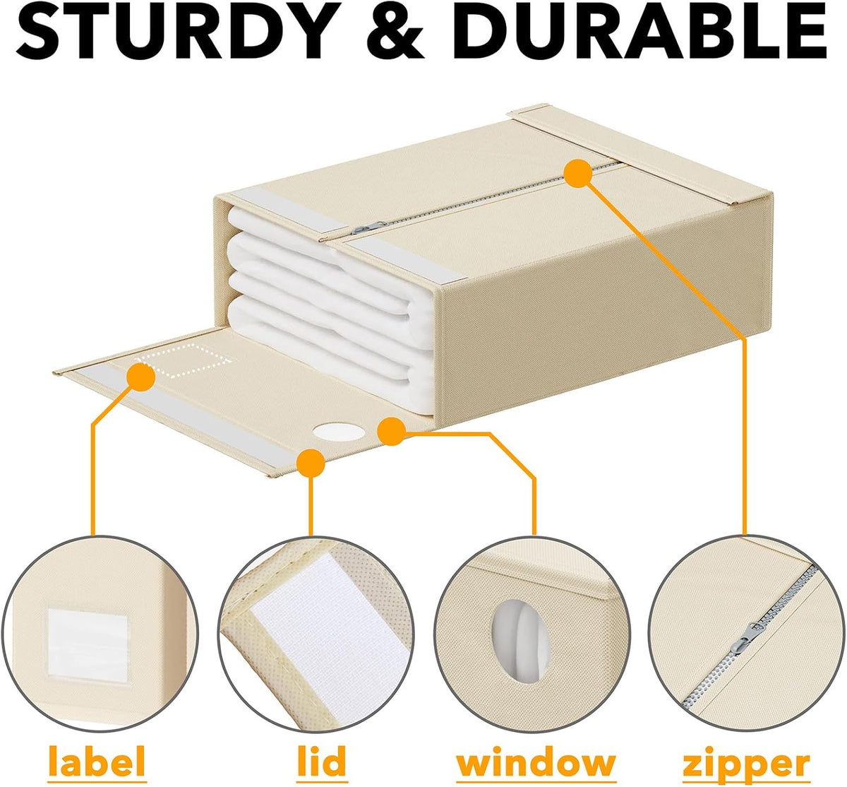 SpaceAid 5 Pack Bed Sheet Organizers and Storage, Foldable Sheet Organizer for Linen Closet, Sheets Set Folder Keeper with Window XL (Queen & King Size) Organizing Bedding Container, White