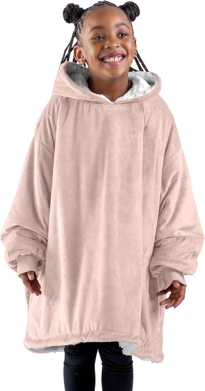Bare Home Wearable Blanket Hoodie - Soft Plush Sherpa - Warm and Cozy - Oversized Wearable Blanket