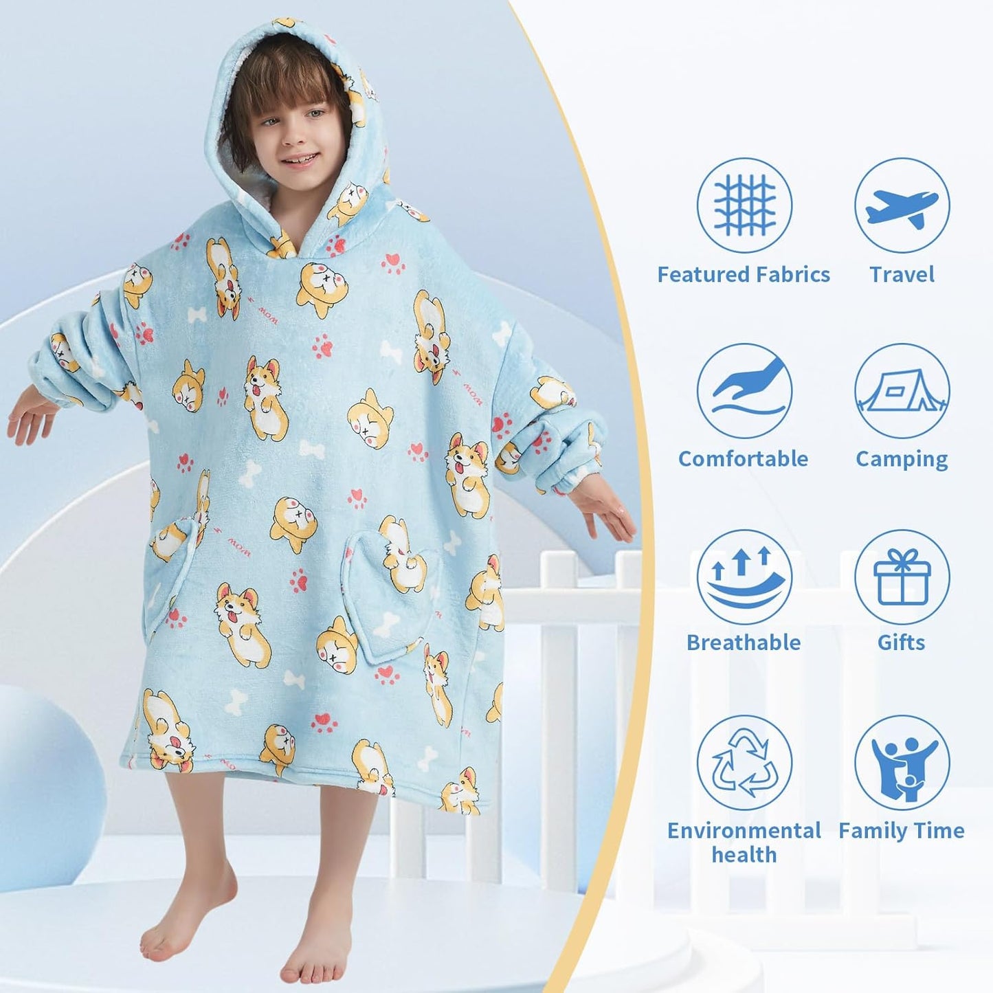 Fiosnow Glow in the Dark Unicorn Blanket Hoodies for Kids 6-13YR Oversize Wearable Blanket Hoodies for Boys Girls Teens
