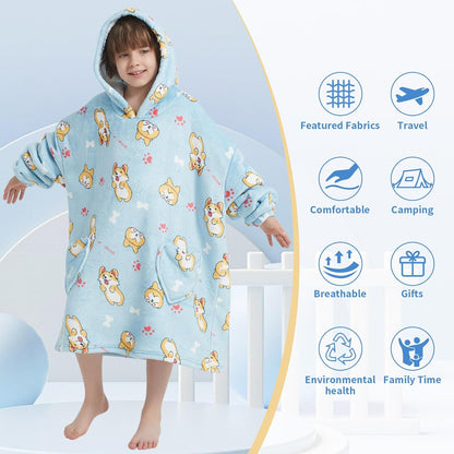 Fiosnow Glow in the Dark Unicorn Blanket Hoodies for Kids 6-13YR Oversize Wearable Blanket Hoodies for Boys Girls Teens