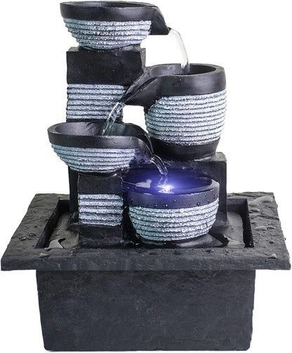 Ferrisland Resin LED Indoor Water Fountains | Ferrisland Indoor Tabletop Resin Water Fountain, Relaxation Fengshui Home Decor with LED Office Bedroom House Warming Gift