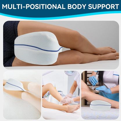 QISHFEN Knee Pillow for Side Sleepers Hip Pain Memory Foam - Leg Pillow for Side Sleeping Back, Sciatica, Knee Pain Relief - Side Sleeper Pillows with Washable Cover (1 Pack)