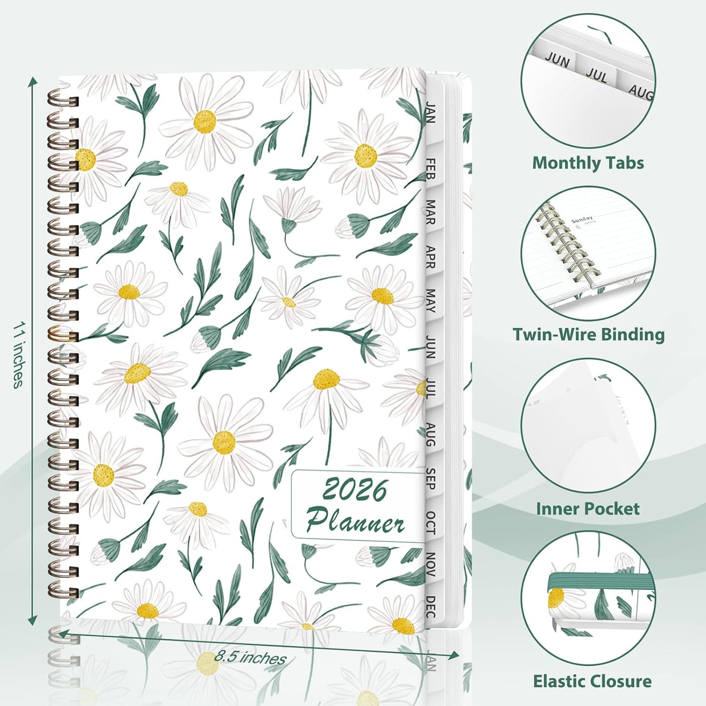 Planner 2026-2027, Weekly and Monthly Calendar Planner, JUL 2026 - JUN 2027 | Academic Year, Daily Agenda Book, A5(6.3'' x 8.5''), Sprial Bound, Inner Pocket, Office School Use