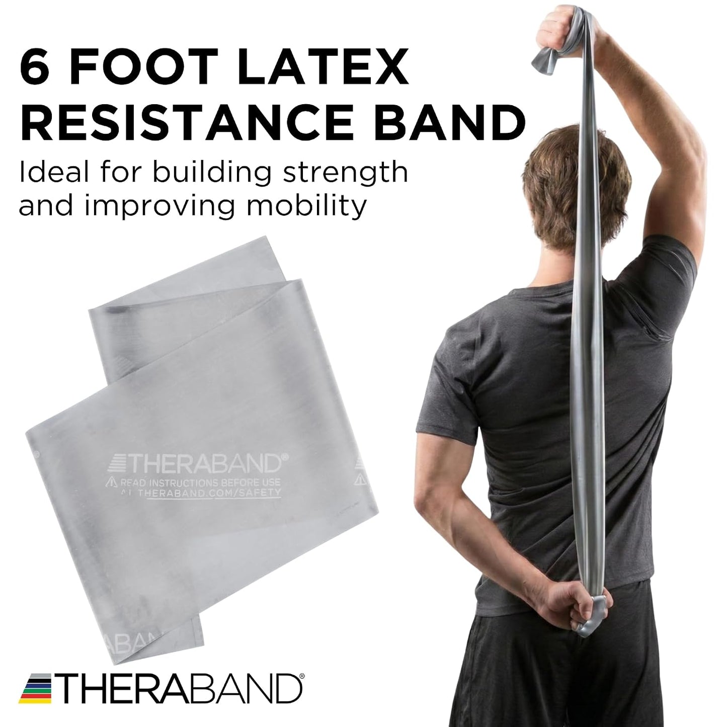 THERABAND Professional Resistance Bands Set, 7 Pack 6 ft Exercise Bands for Working Out, Stretch Bands for Physical Therapy, Pilates & Full Body Workout, Levels 1–7