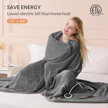 HOMLYNS LuxeHeat Heated Blanket Electric Blanket, Soft Flannel Sherpa Heated Throw, Heating Blanket with 5 Heat Settings, 3 hrs Timer Auto Shut Off (50x60 inches, Purple), Only for 120V Voltage Use