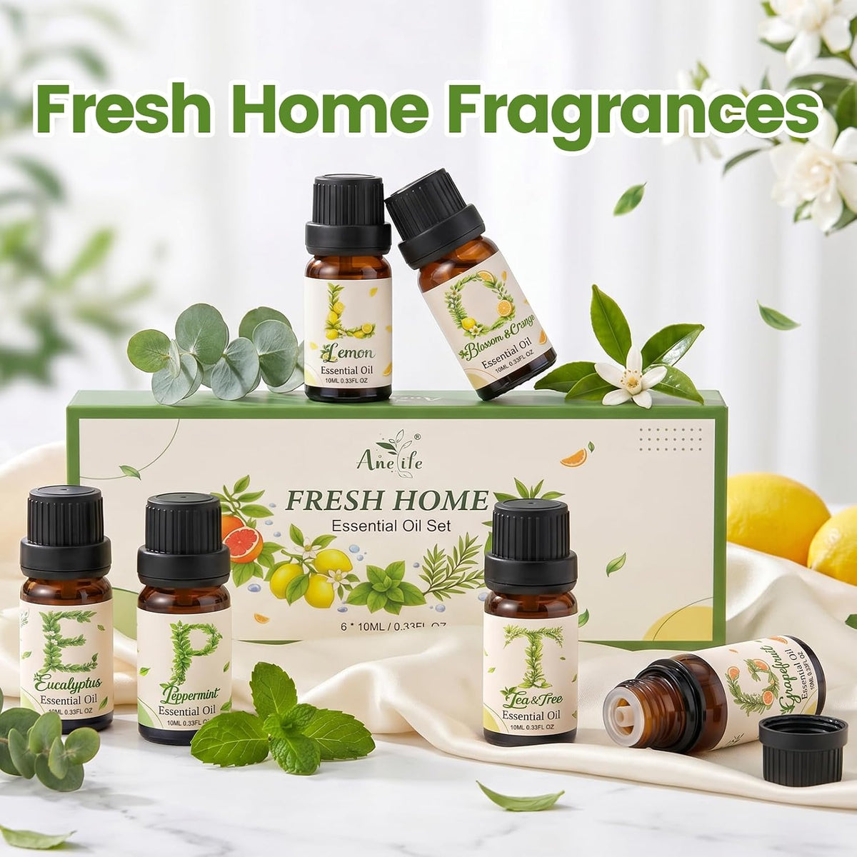 Auelife Men Essential Oils Set for Diffusers for Home, 6x10ml Scented Oil