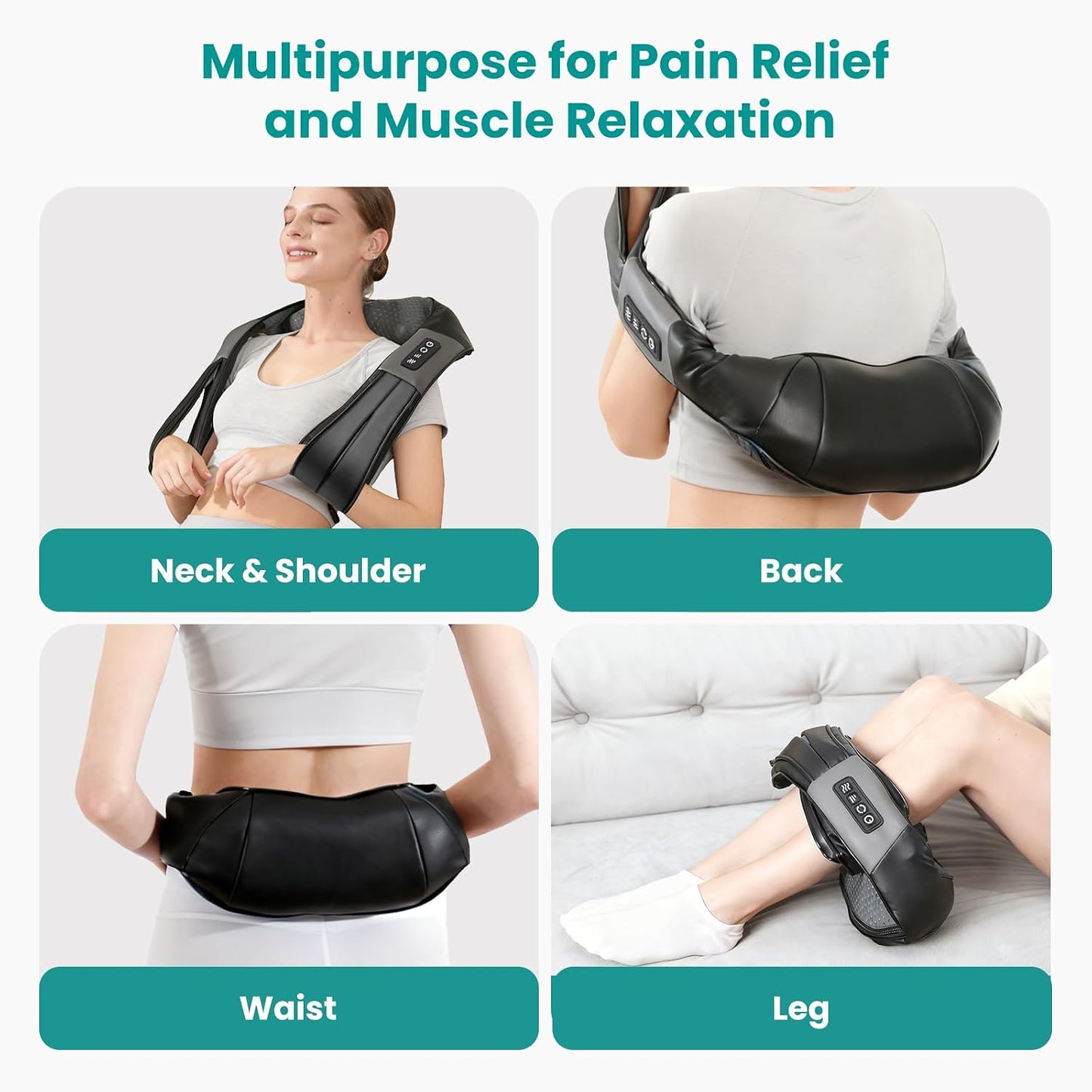 Nekteck Heated Shiatsu Neck Massager with Bag for Pain Relief, NOT Cordless