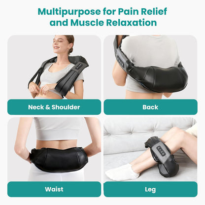 Nekteck Heated Shiatsu Neck Massager with Bag for Pain Relief, NOT Cordless