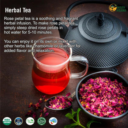Herbs Botanica Dried Rose Petals Edible Perfect for Tea, Potpourri, Bath Bombs, Beauty Products, Resealable Bag for Freshness and Longevity Non-Toxic, Chemical-Free, 100% Non GMO 3.6 oz