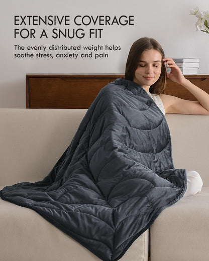 Kaisa Weighted Lap Blanket 7 lbs 41" x 53", Cozy Luxury Crystal Velvet Small Weighted Blanket for Adults, Portable Travel Weighted Blanket for Relaxation, All-Season Blanket, Machine Washable, Green