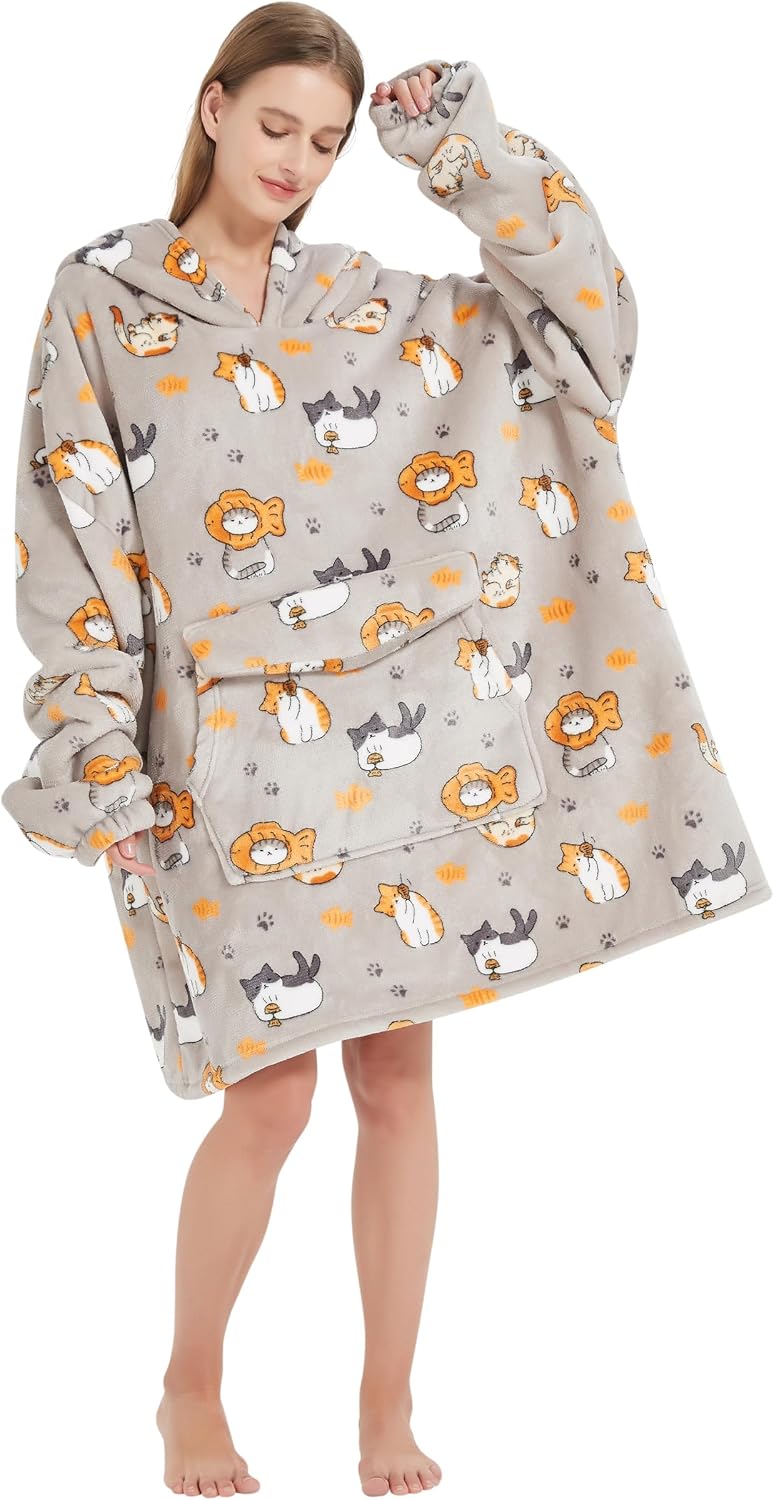 Fiosnow Sun and Moon Blanket Hoodies for Women and Men Adult Oversize Wearable Blanket Hoodies for Soft and Warm
