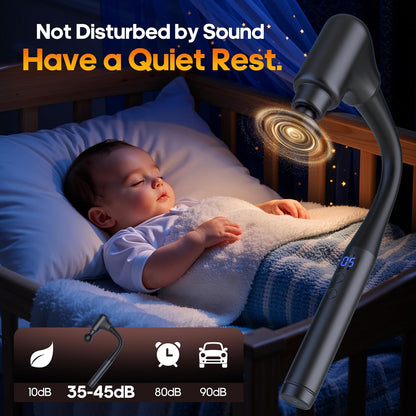 AERLANG Massager Gun with Heat Massage Gun with Extension Handle Fathers Day Gift for him Dad Back Massager Deep Tissue Muscle Massager Portable Percussion Massage Gun 10 Speeds& 7 Massage Heads