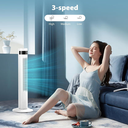 Antarctic Star Tower Fan 85°Oscillating Fan Quiet Cooling 12H Timer Remote Control Bladeless Electric 3 Speeds Wind 3 Modes, 42INCH, PINK