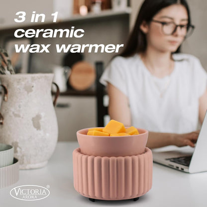 VICTORIA AROMA Ceramic Wax Melt Warmer 3-in-1 Candle Wax Warmer for Scented Wax Melter Electric Fragrance Wax Burner for Home Office Bedroom Gift & Decor…