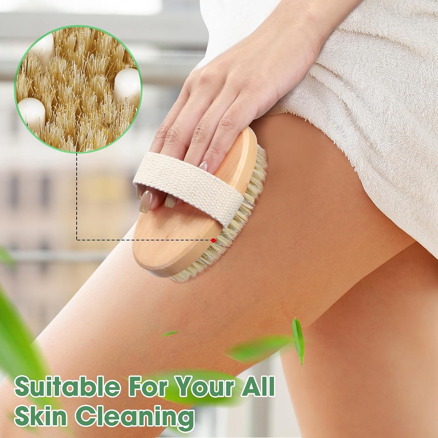 Gejoy 10 Pcs Dry Brushing Body Brush for Lymphatic Drainage Exfoliating Brush with Massage Nodule Dry Skin Body Scrubber Cellulite Shower Circulation Dead Exfoliator (4.92 x 2.56 Inches,Wood Color)
