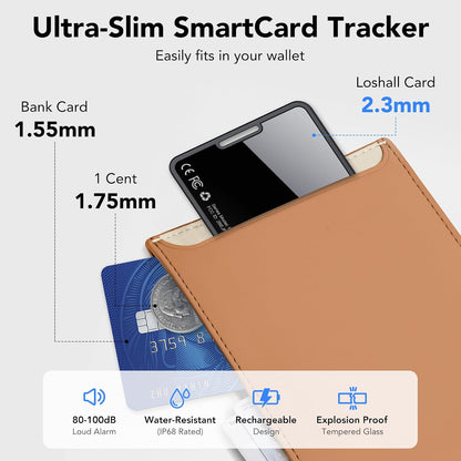 0.09in Slim Wallet Tracker Card for Apple iOS Find My App