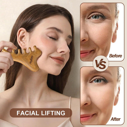 MoyRetty Wooden Gua Sha Tool, Sandalwood Face & Body Massager