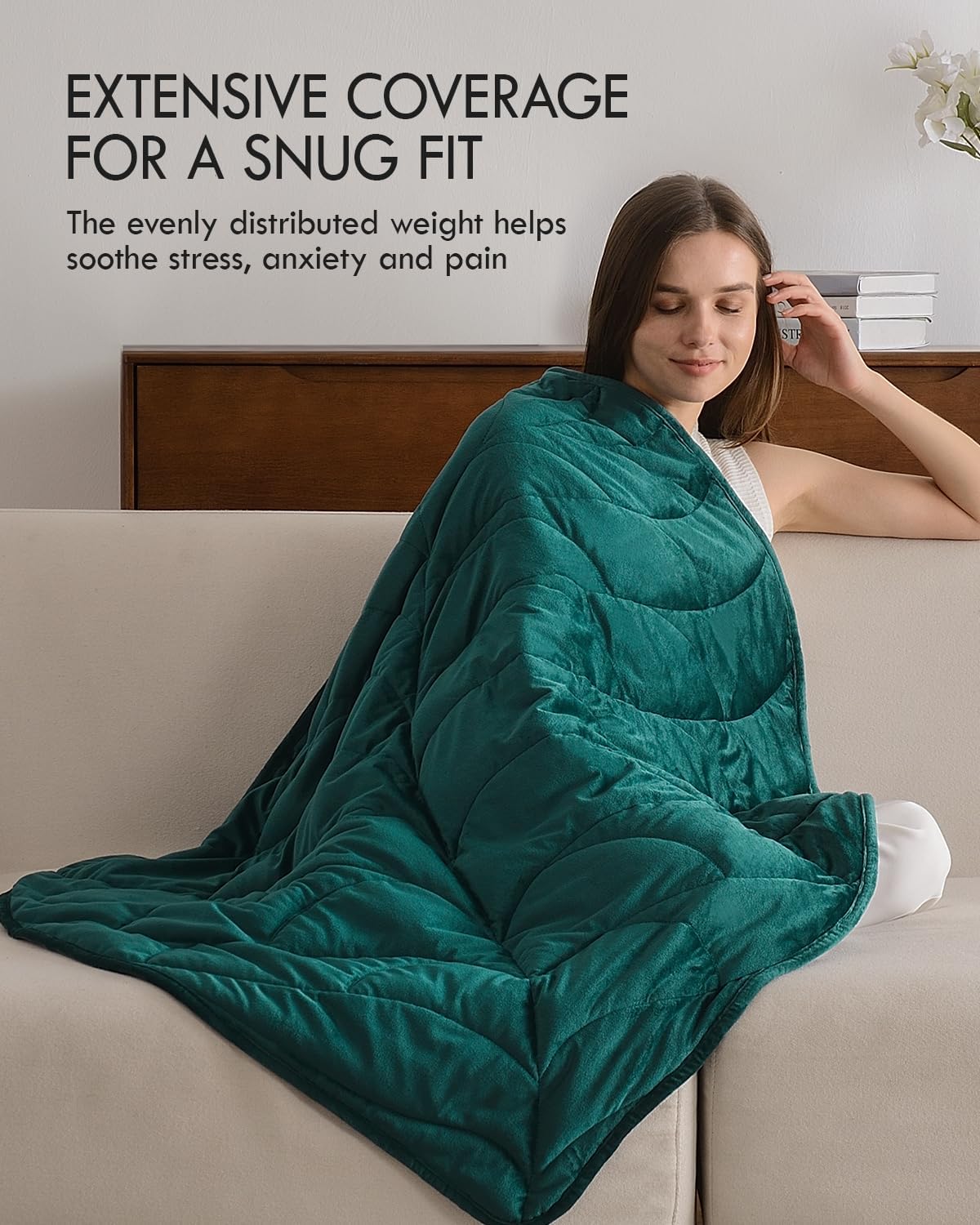 Kaisa Weighted Lap Blanket 7 lbs 41" x 53", Cozy Luxury Crystal Velvet Small Weighted Blanket for Adults, Portable Travel Weighted Blanket for Relaxation, All-Season Blanket, Machine Washable, Green