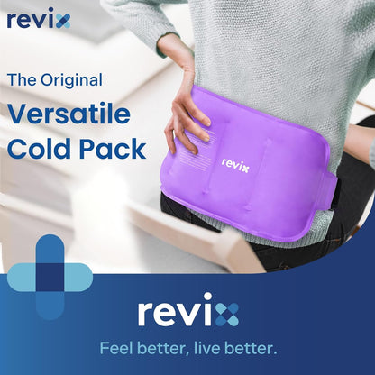 REVIX Ice Pack for Injuries Reusable Gel for Lower Back, Cold Packs for Back Shoulder, Elbow, Hip, Leg, Wrap Around Entire Knee, Soft Cold Compress,16 × 9" Navy