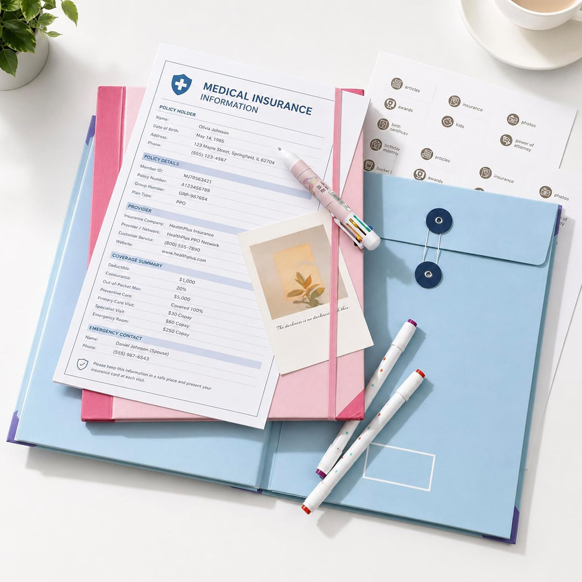 Estate Planning Binder, Document Organizer, Emergency Records File (Blue)