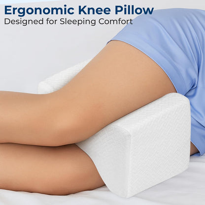 5 STARS UNITED Knee Pillow for Side Sleepers - Hip Pain Relief, Memory Foam Leg Cushion for Side Sleeping - Between Legs Pillow for Sciatica & Lower Back Pain, White