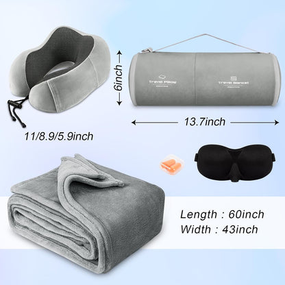 urnexttour Travel Pillow and Blanket Set Neck Pillow Airplane Foam Black