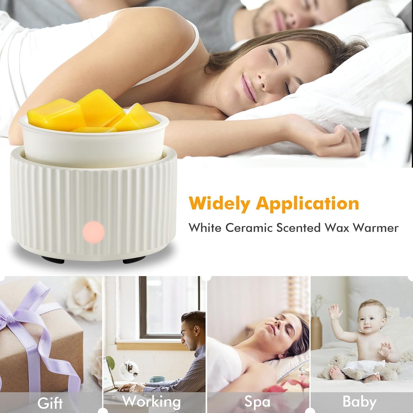 EQUSUPRO Wax Melt Warmer for Scented Wax Melts 3-in-1 Electric Ceramic Candle Wax Warmer Burner Fragrance Wax Melter for Home Office Bedroom Gift & Decor (Leaf)