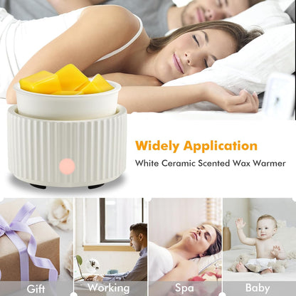 EQUSUPRO Wax Melt Warmer for Scented Wax Melts 3-in-1 Electric Ceramic Candle Wax Warmer Burner Fragrance Wax Melter for Home Office Bedroom Gift & Decor (Leaf)