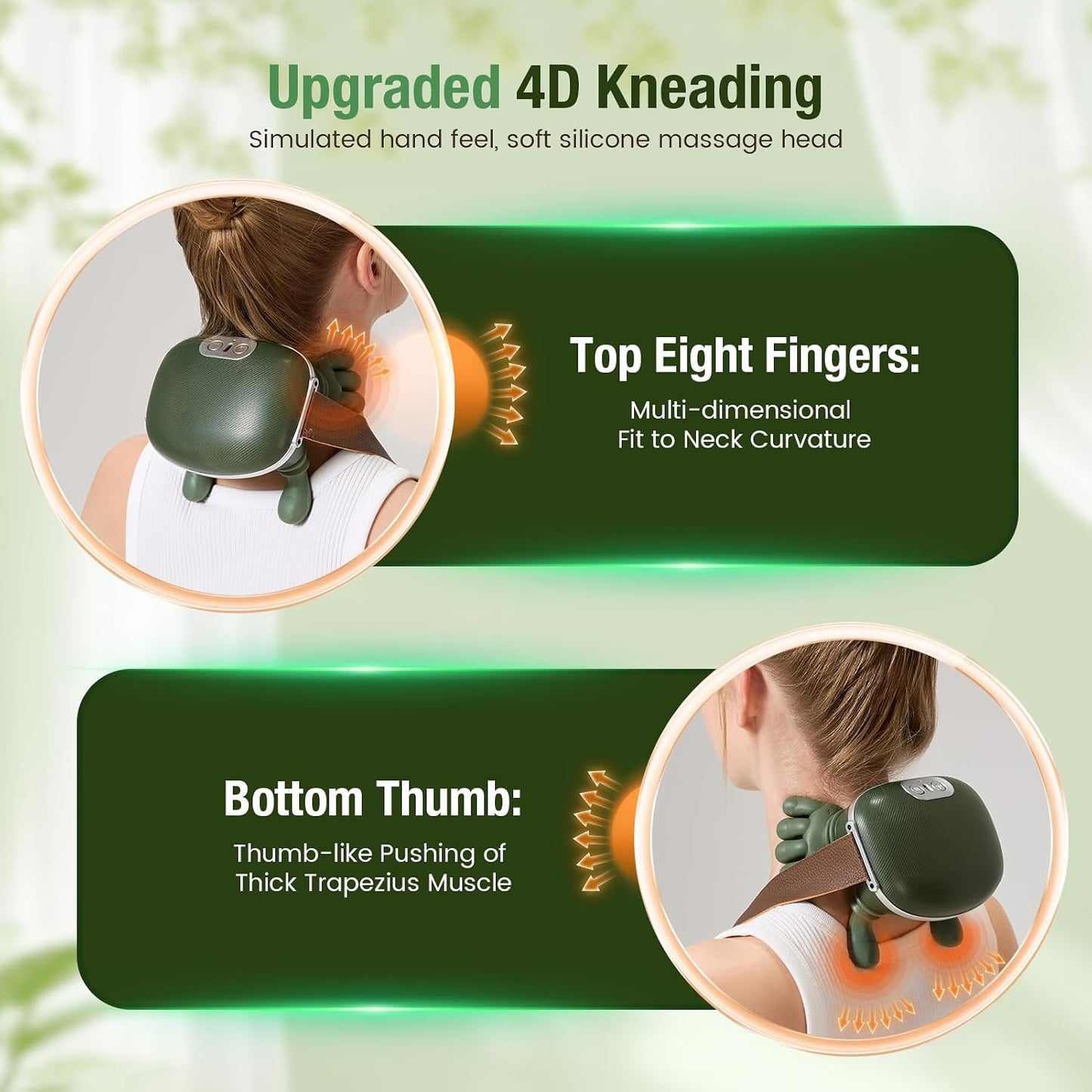 4D Wireless Neck Massager with Heat, Portable Bionic Massage with Real Human Hand Kneading, Neck Massager for Pain Relief Deep Tissue, Body Muscle Pain Relief, Perfect Relaxation Gifts for Men Women