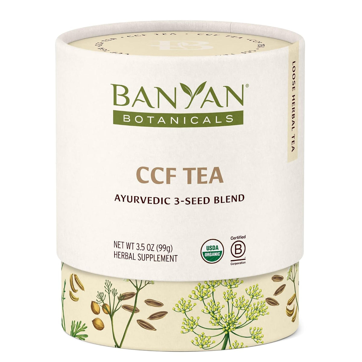 Banyan Botanicals CCF Tea (Cumin, Coriander, Fennel) – Organic Digestion Tea – Traditional Ayurvedic Detox For Supporting Digestion & Gentle Cleansing – 3.5 oz – Non-GMO Sustainably Sourced Vegan