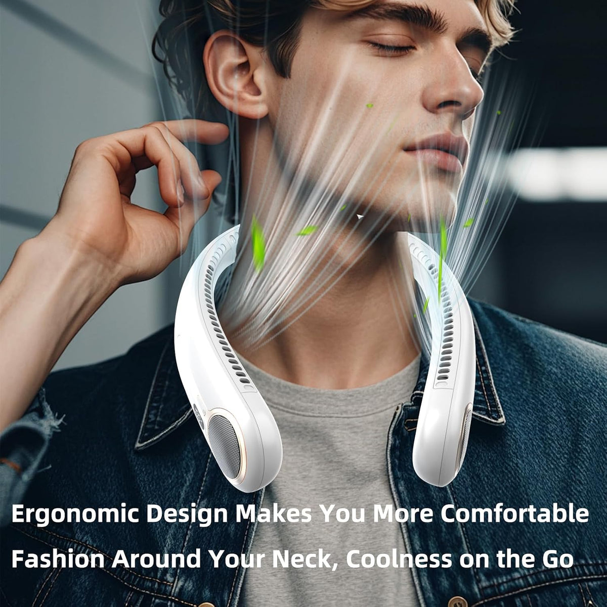 Portable Neck Fan, Personal Wearable Bladeless Fan, 6000mAh USB Rechargeable, 360° Airflow, LED Display, 4-Speeds, Hands Free Fan for Outdoor Indoor, Birthday Gifts for Men Women Dad Mom (Black)