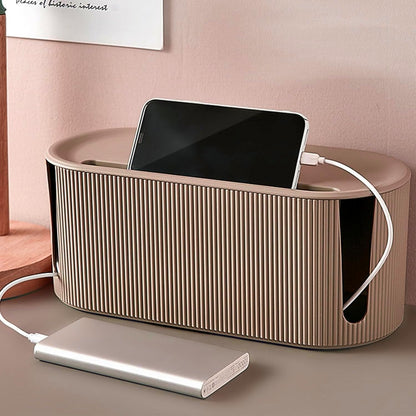 Cable Management Box,Desk Cord Organizer Box with Groove Cover,Plastic Cord Hider Box,Large Cable Box Organizer for Storaging Power Socket/TV/Computer/Router/Games Console Cable (Green)