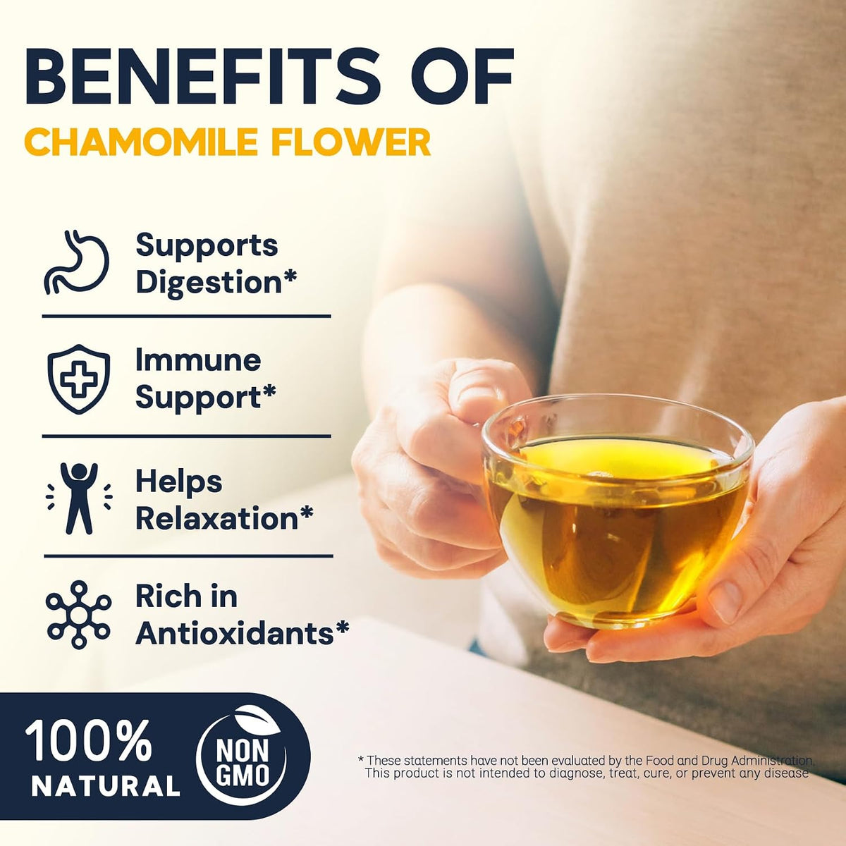 Chamomile Tea Bags, Chamomile Flower Herbal Tea, 50 Teabags