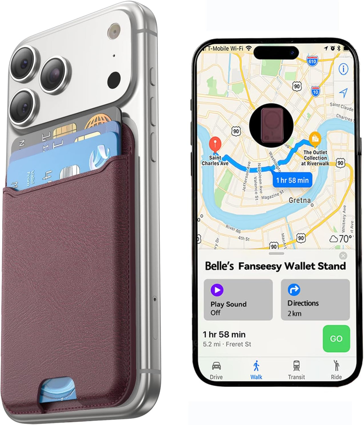 for MagSafe Wallet, Works with Apple Find My,4 Card Holder, Magnetic Phone Wallet for iPhone 18/17/16/15/14/13/12 Pro Max Air Plus Series, RFID Blocking Vegan Leather,Black