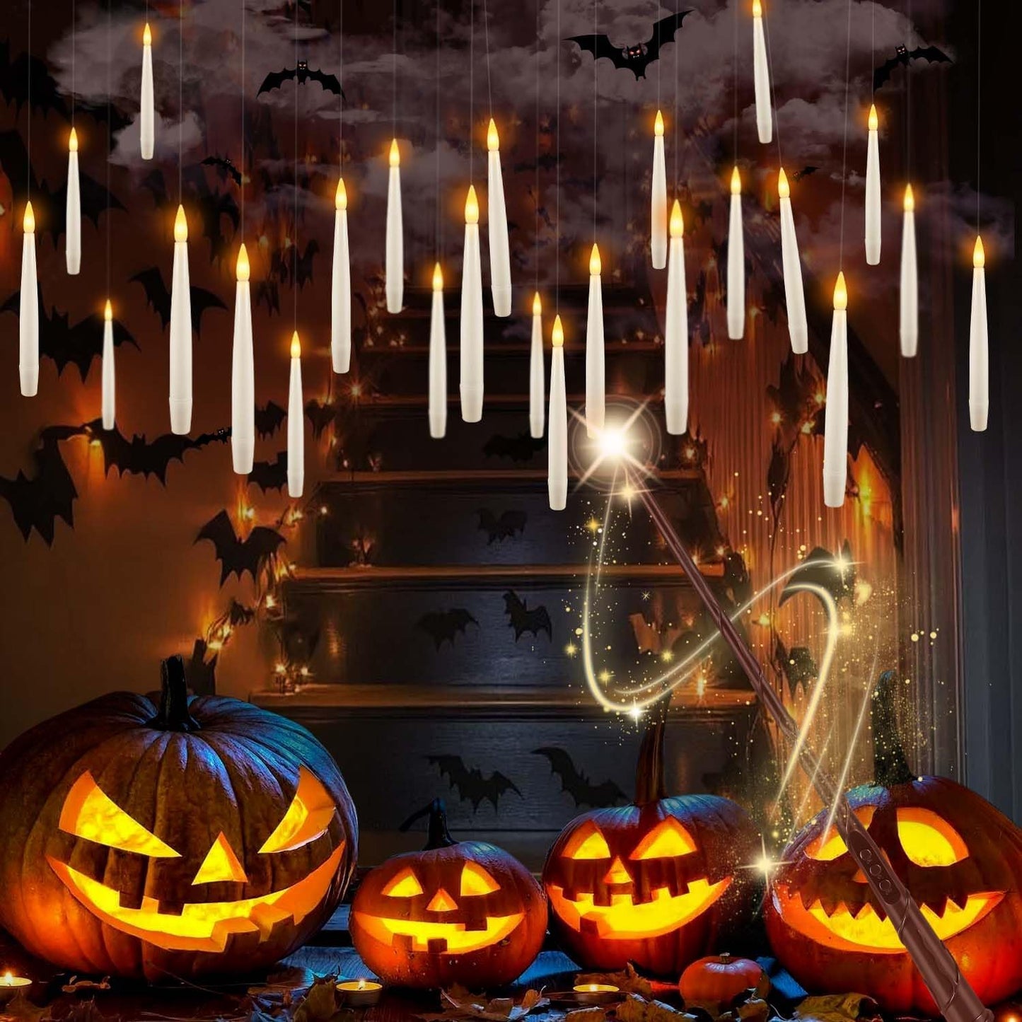 24 Pcs LED Flameless Candles with Remote, 3D Flickering Flame & LED String Lights, Acrylic Clear Cylinder, Timer Function, Romantic Ambience for Home Decor, Party, Wedding (Ivory).