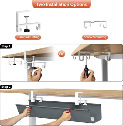 Univivi No Drill Under Desk Cable Management Tray, 36 inch Cable Management