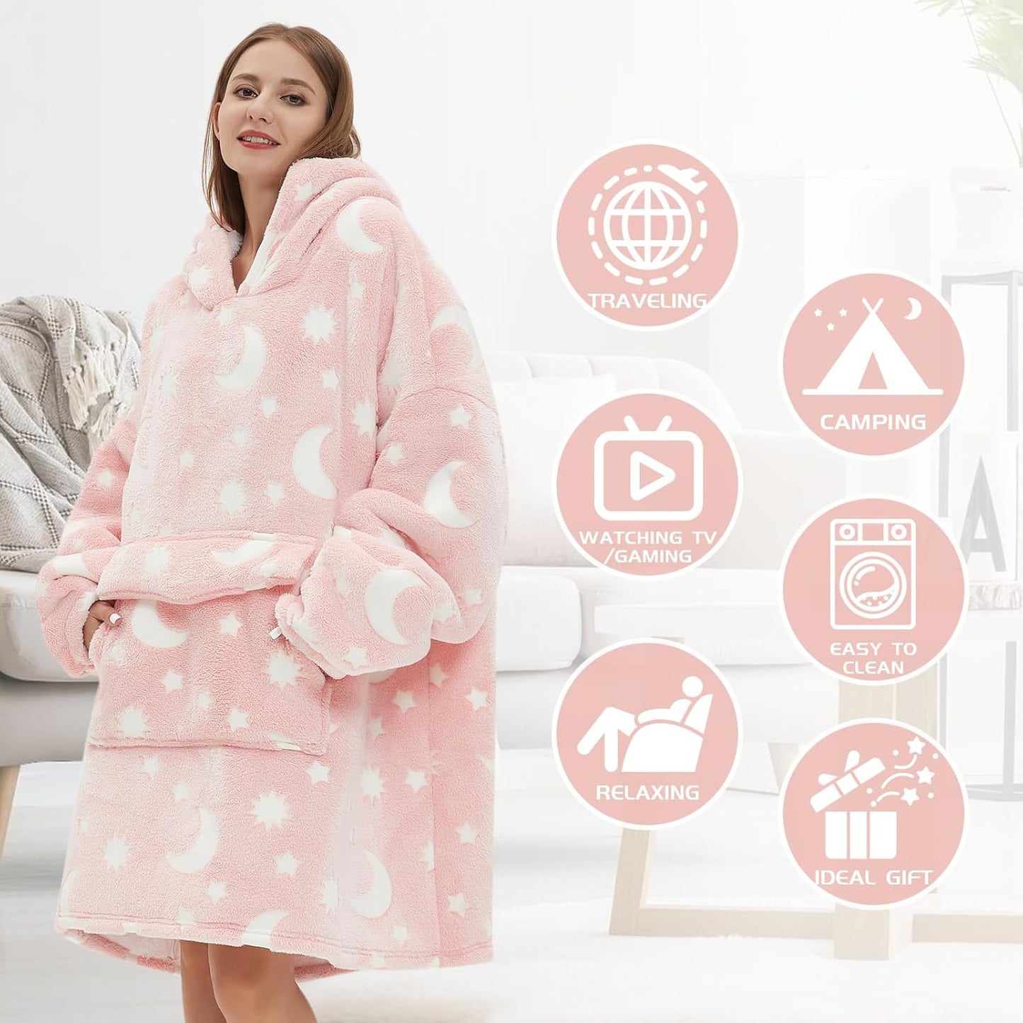 Mewkou Wearable Blanket Hoodie for Adult,Oversized Sherpa Fleece Blanket Hoodie for Women Men,Grey