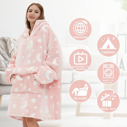 Mewkou Wearable Blanket Hoodie for Adult,Oversized Sherpa Fleece Blanket Hoodie for Women Men,Grey