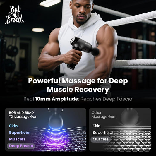 BOB AND BRAD T2 Pro Massage Gun with Heat and Cold, Deep Tissue Percussion Massager Gun for Pain Relief, Muscle Massager, Electric Back Massagers for Professional Athletes Runner