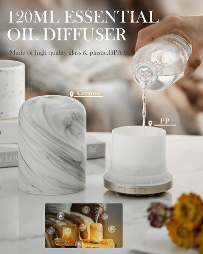 Essential Oil Diffuser - 2.4MHz Ultrasonic Glass Diffuser with Pulse/Continuous Mist & Night Light, Waterless Auto-Off, Silent Aromatherapy Diffuser for Home, Office, Yoga, Spa, Gifts & Home Decor.