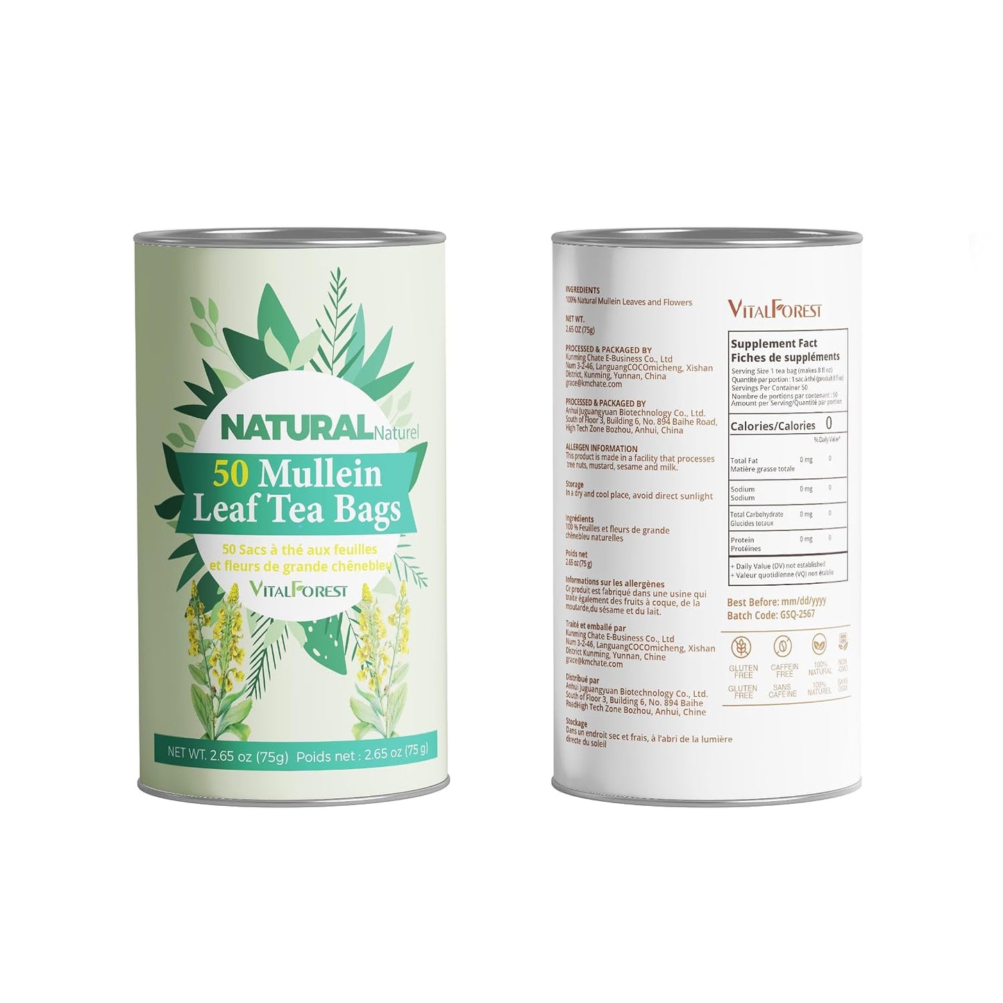60 Lemon Balm Tea Bags - VitalForest Dried Lemon Balm Leaves Tea -1.5g/Bags, Calming Herb, Stress Relief & Sleep Support, Non-GMO, Caffeine-Free