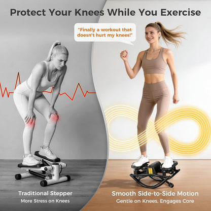Rock Stepper Side to Side, Rocking Stepper with Lateral Motion, Compact Side Stepper for Home & Apartment, Low Impact Workout Machine (Black)